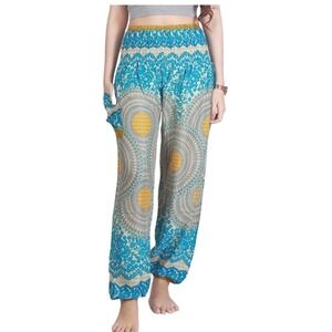 HAREM PANTS ALADDIN STYLE IN TURQUOISE MANDALA PRINT